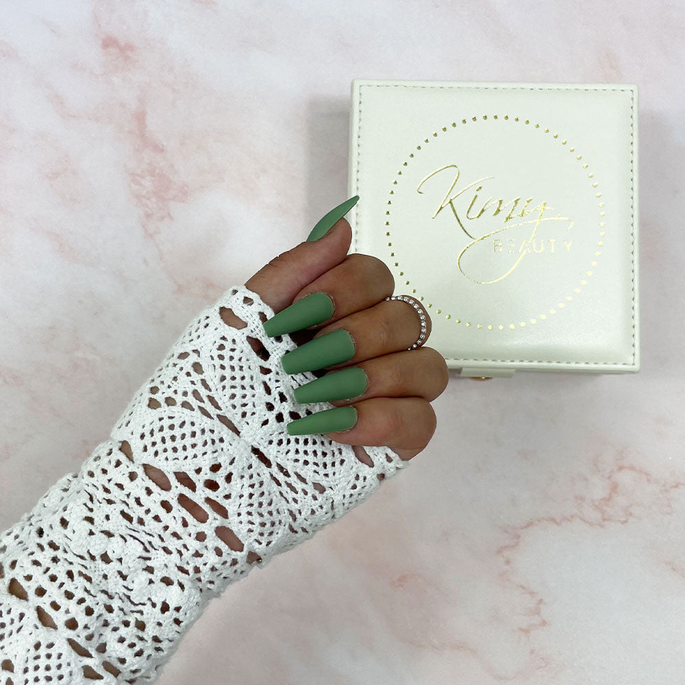 Nile Green | Faux Ongles Coffin Matte