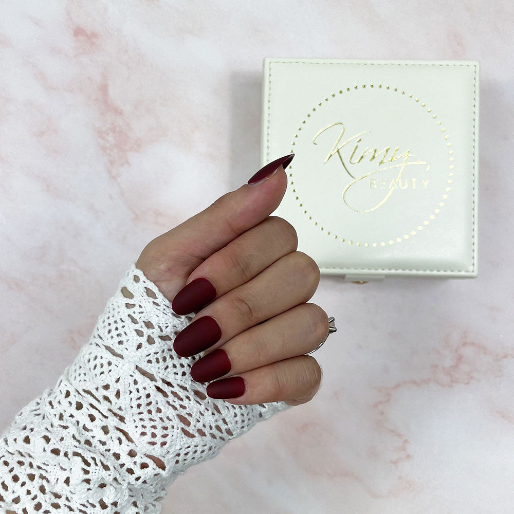 Precious Red | Faux Ongles Ronds Matte