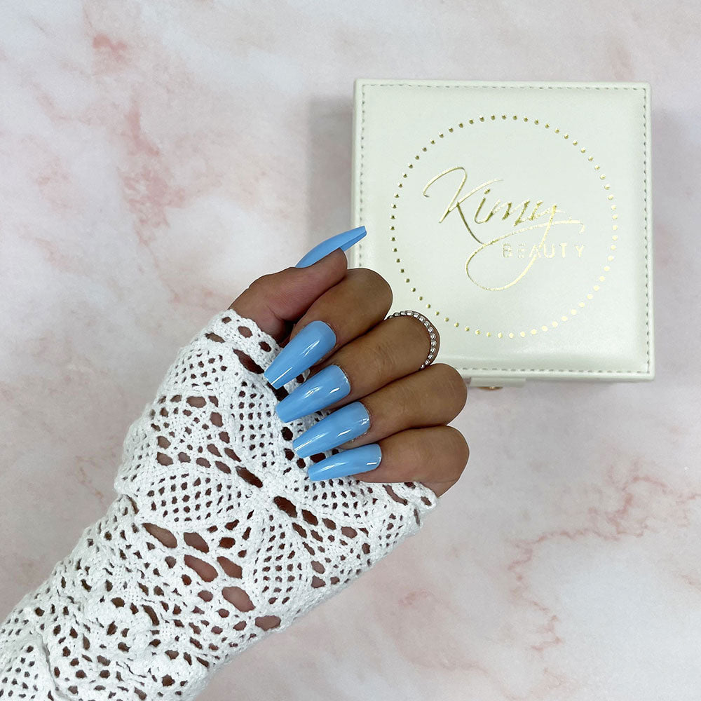 Blue Lagoon | Faux Ongles Coffin Glossy