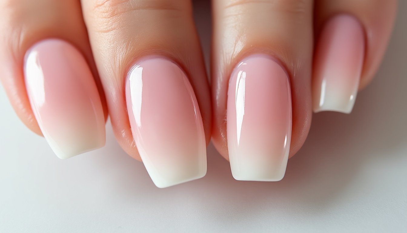 découvrez la tendance baby boomer ballerine glossy : une manucure élégante alliant dégradé naturel et finition brillante pour des ongles sophistiqués et modernes. idéal pour un look chic et intemporel !