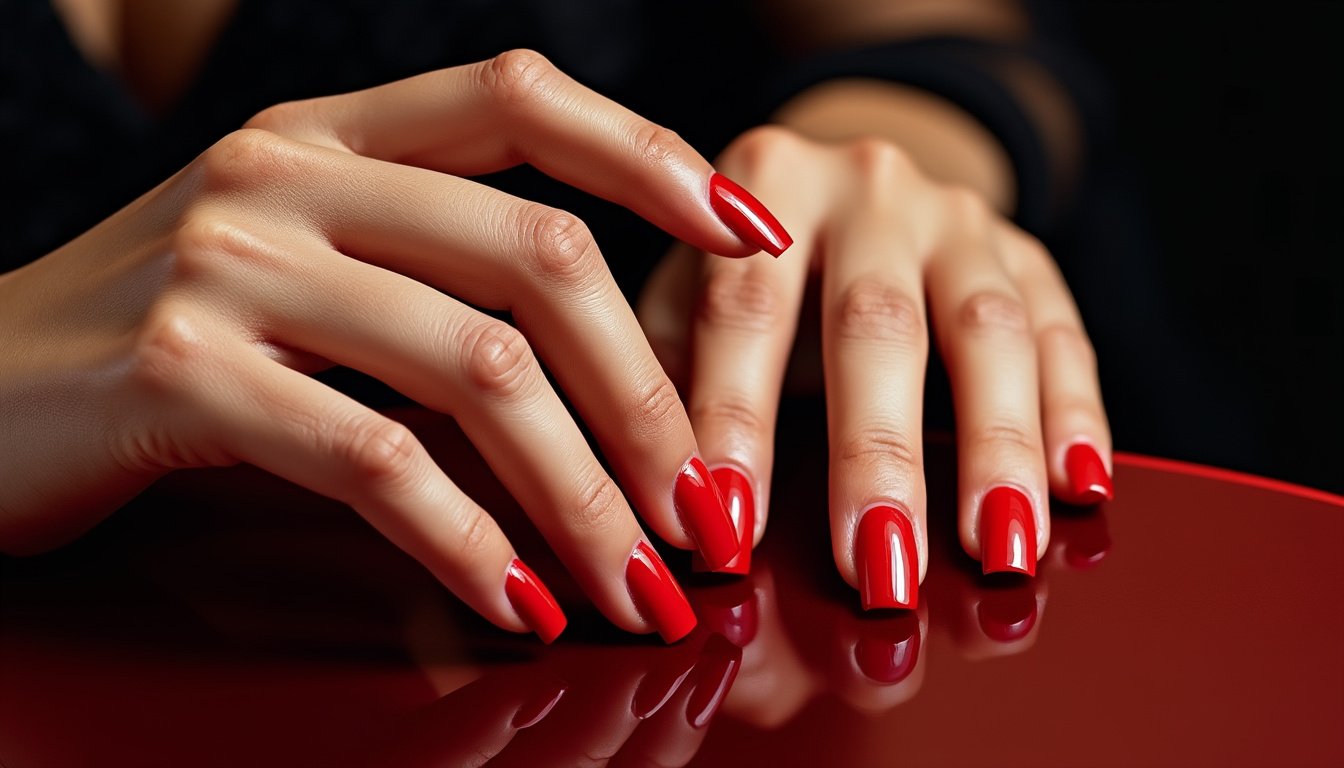 découvrez nos faux ongles carrés effet glossy inspirés du moulin rouge : une touche de glamour à la française pour des ongles élégants et sophistiqués en un clin d'œil.