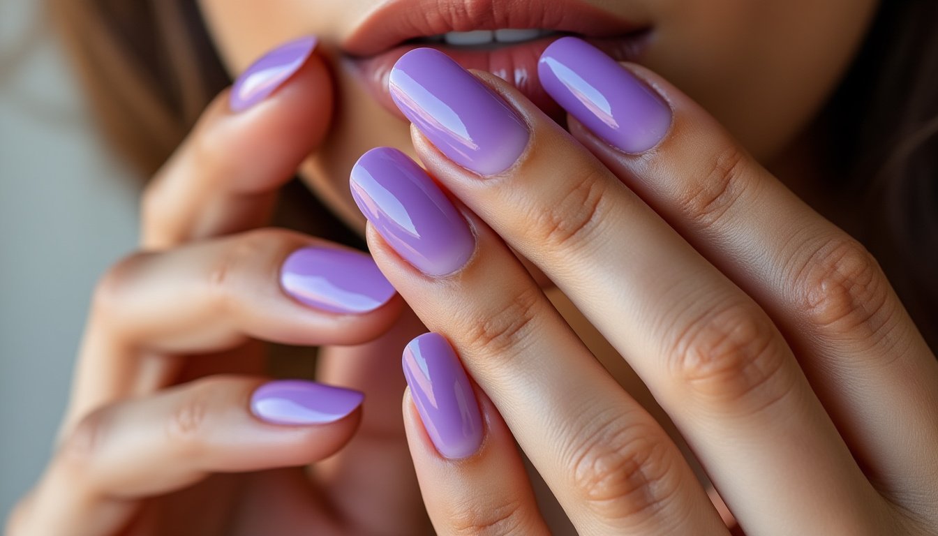 découvrez nos faux ongles ronds glossy couleur violet français, parfaits pour une manucure élégante, tendance et facile à appliquer à la maison. obtenez des ongles brillants en un clin d'œil !