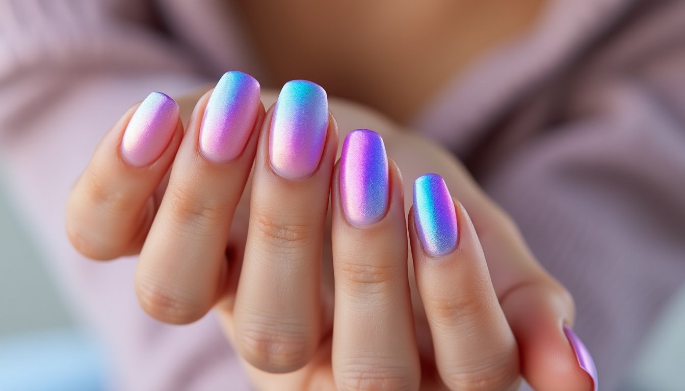 découvrez les faux ongles ronds glossy d'iris, des ongles français élégants et brillants pour une manucure impeccable et sophistiquée en toute simplicité.
