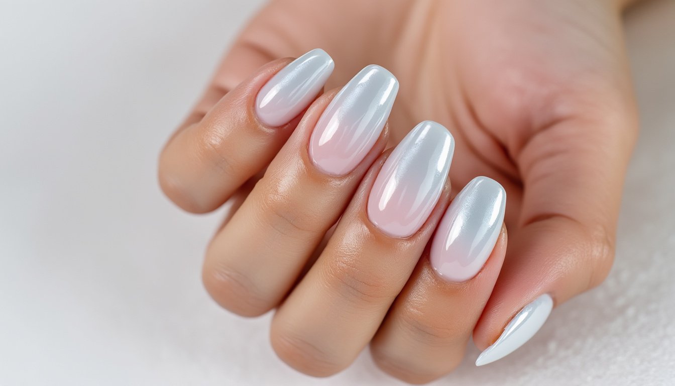 découvrez nos faux ongles ballerine au design ombré français argenté et finition brillante. idéals pour une manucure élégante et tendance, faciles à appliquer et longue tenue.
