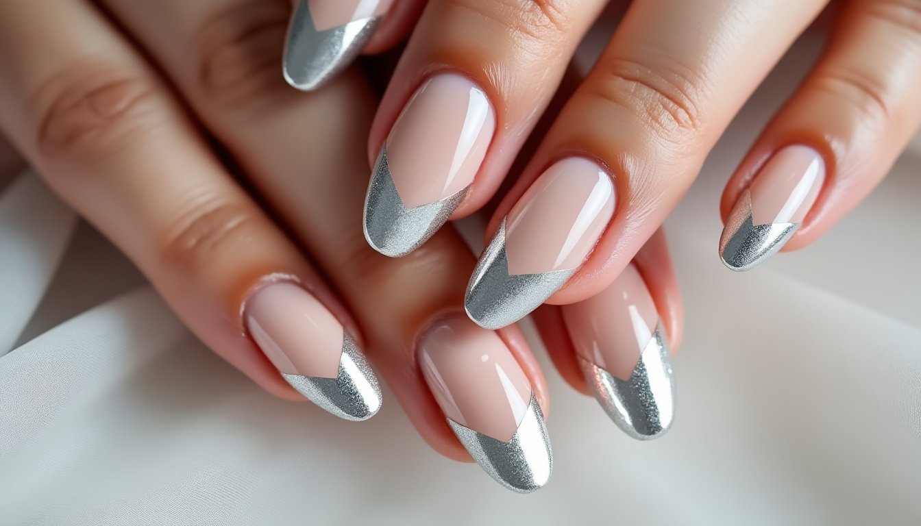 découvrez les faux ongles ballerine au design silver french ombre, finition glossy élégante, pour des ongles tendance et sophistiqués en un clin d'œil.